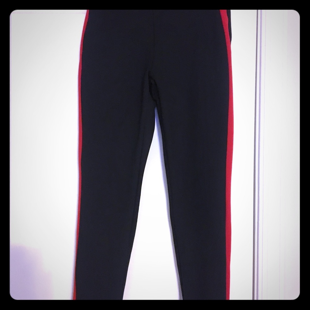 Zara Black Pants/Leggings w/Red Side Stripe
